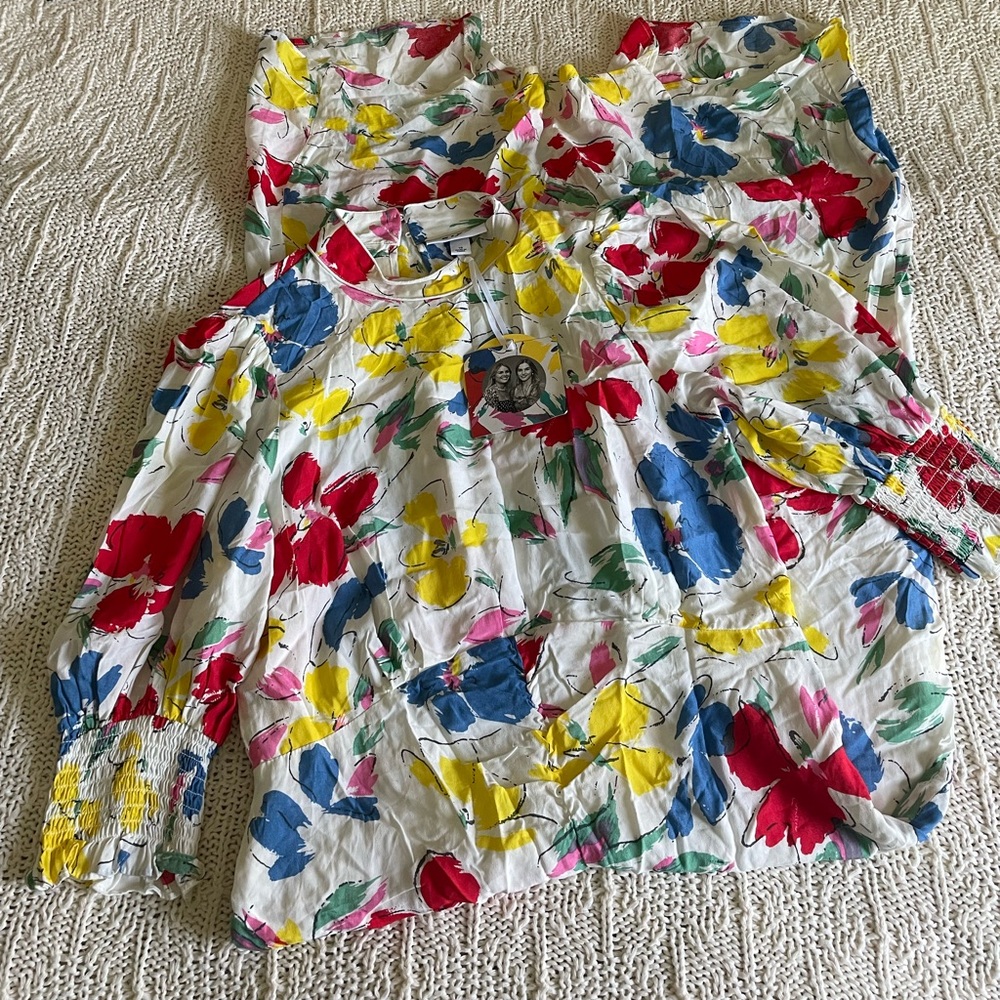 Rixo floral mock neck dress